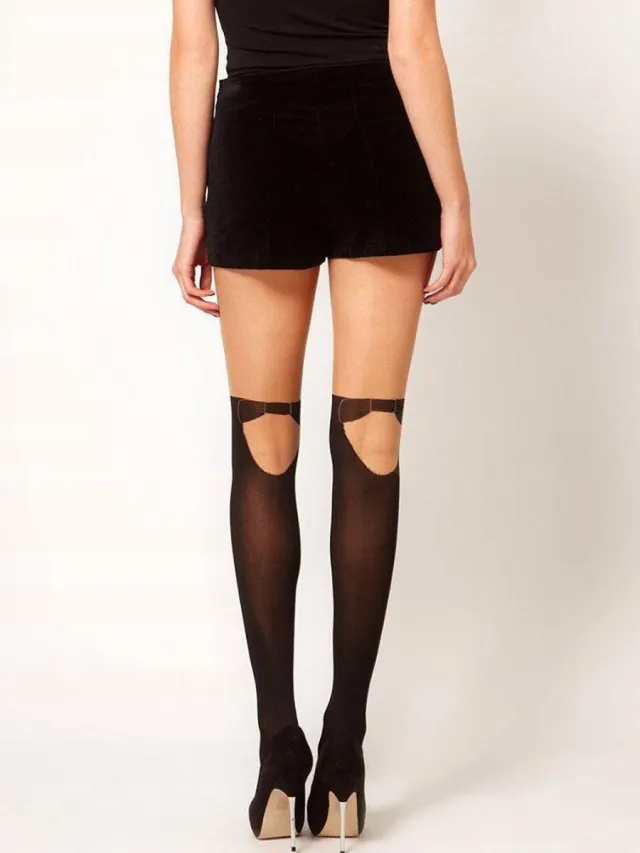 Pretty Polly Fashion - Formal Mock Hold up Panty - One Size - Eur 36 tot 42 - Zwart/Beige - AQF7 zwart/nude