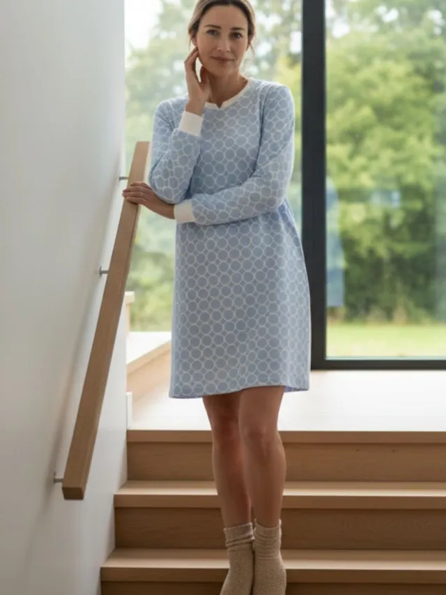 Ringella Katoenen dames nachthemd nevel Ringella - Blauw - Maat - 44