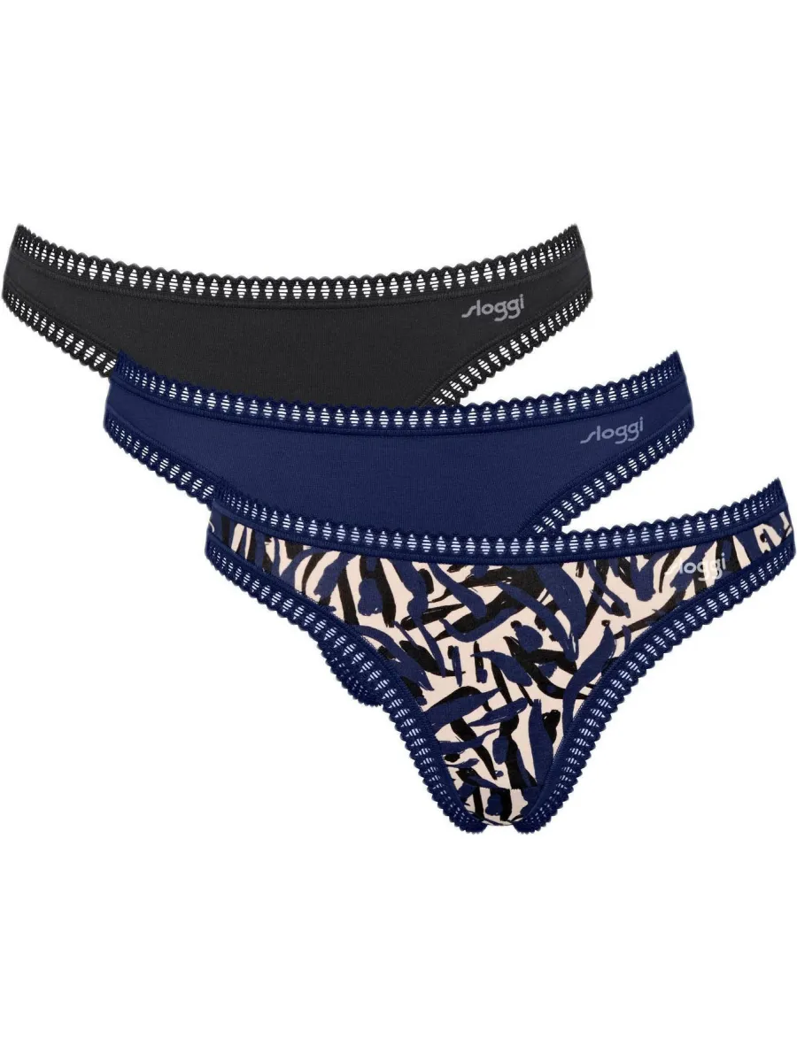 Sloggi GO string blauw/zwart/ecru, foto 3
