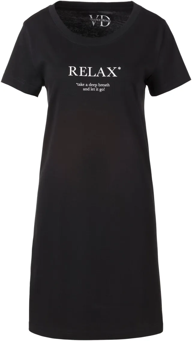 nachthemd zwart RELAX-print