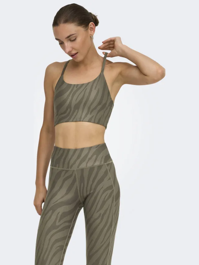 Only Play sport-bh medium support met zebraprint - groen, foto 6