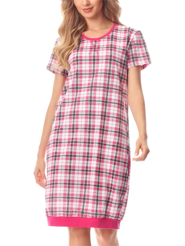 Merry Style Dames Pyjama - Korte mouwen – Katoen – Roze/geruit – M - MS-MS10-184-ND