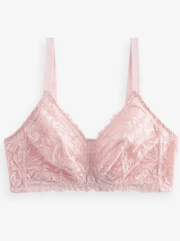 Next Dames - B-H Totale ondersteuning kanten beha zonder vulling en zonder beugel met volledige cup en ultiem comfort - Roze Light Pink