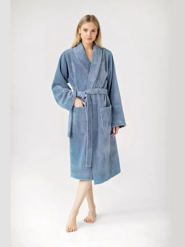 Casilin Teddy Badjas Dames en Heren - Fleece en katoen - Jeansblauw