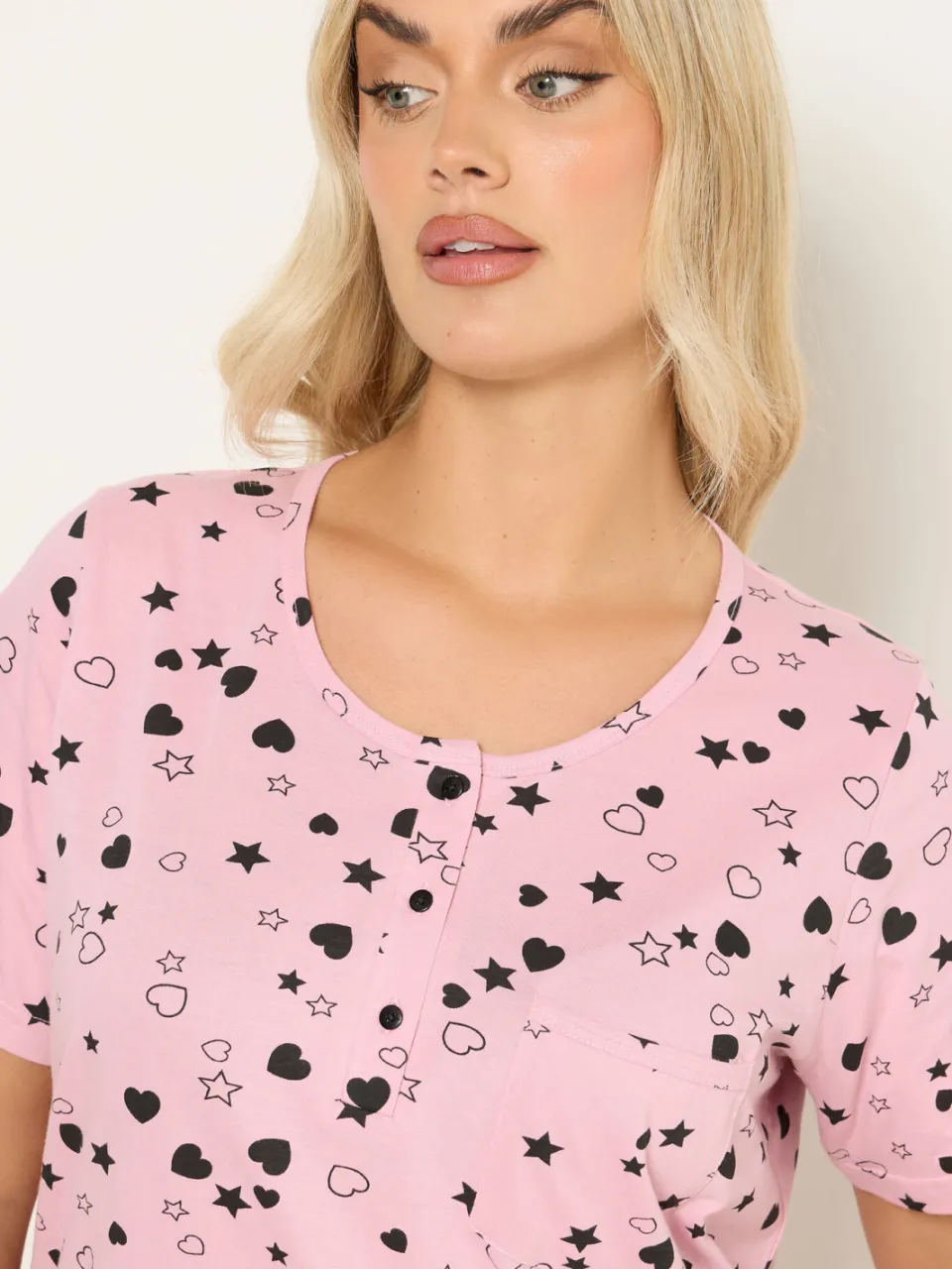 Yours Roze Hart En Sterrenprint Nachthemd-52, foto 5