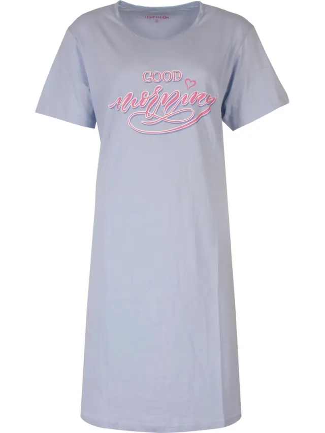 Temptation Dames Nachthemd - Big Shirt - Licht Blauw