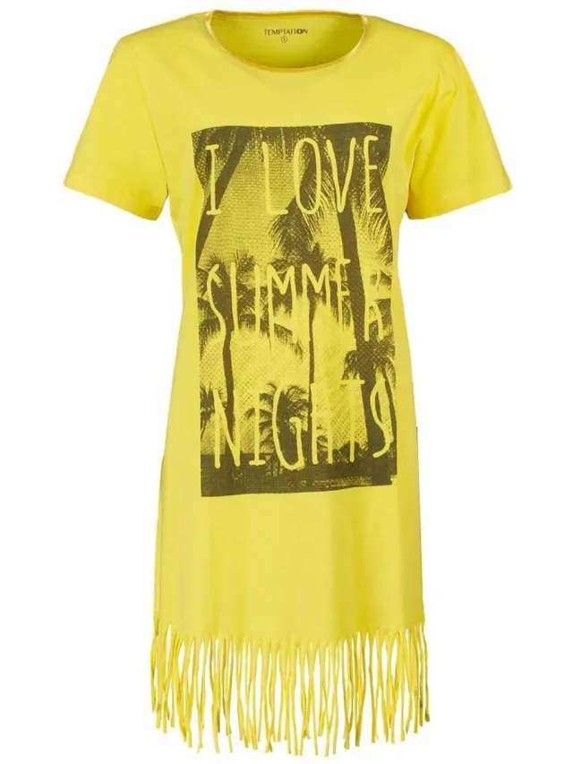 Tenderness Dames Nachthemd - Bigshirt - 100% Katoen - Geel