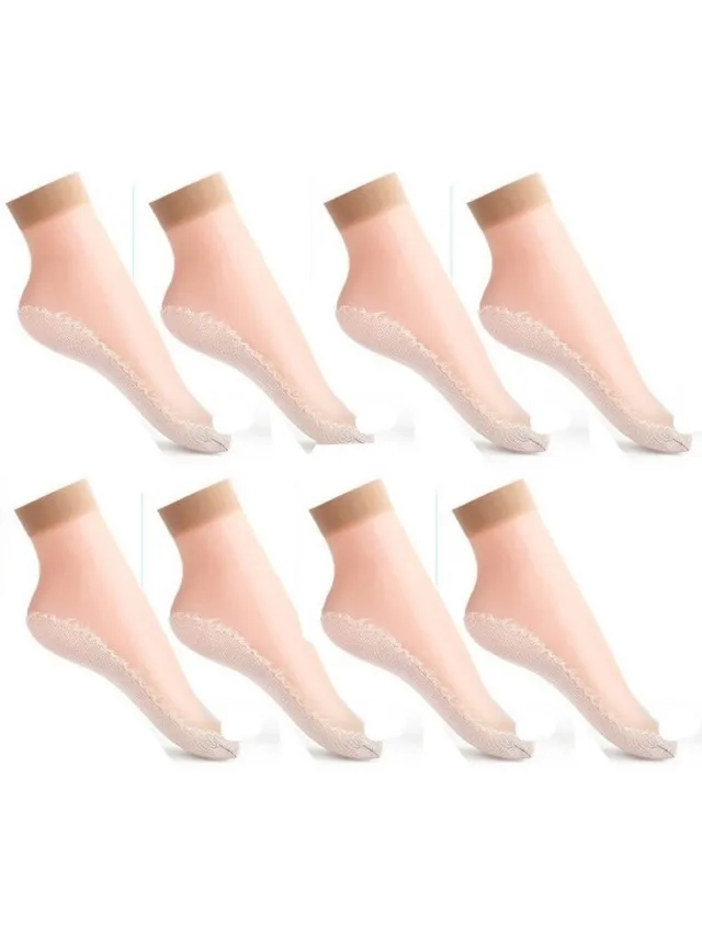 WiseGoods Luxe Set Zijde Dames Sokken - Panty Sok - Kousen - Panty's - Ondergoed - Kleding Accessoires -Kleren - Beige 10 Paar