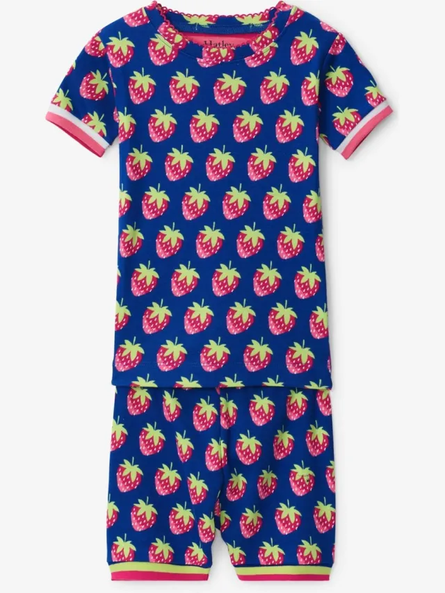 Hatley Pyjama Strawberries Mazarine Blue - 104 blauw