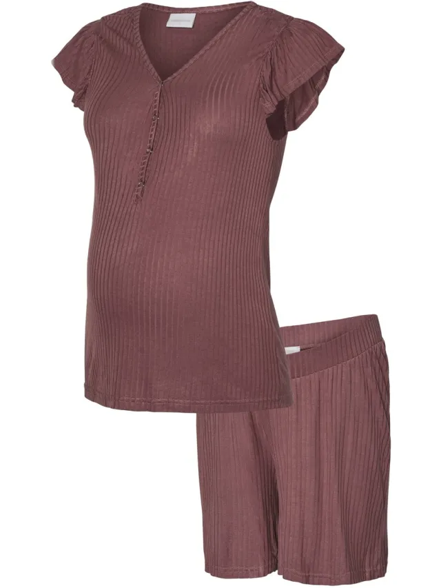 Mamalicious MLTRINITY LIA JRS PYJAMAS SET 2F - Dames - Pyjamas rose brown