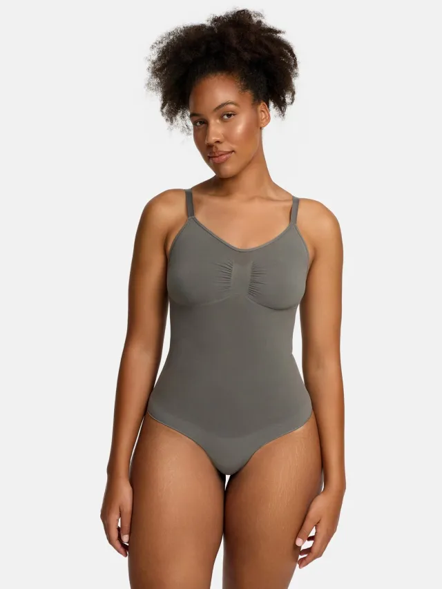 cfab Bodysuit met corrigerende shapewear en slipje - Grafiet - S - Corrigerende Body - Naadlos - corrigerend ondergoed dames