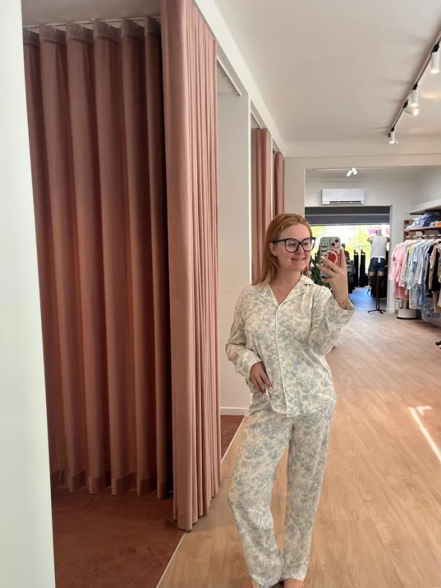 Ralph Lauren , damespyjama, bloemenprint, lichtblauw