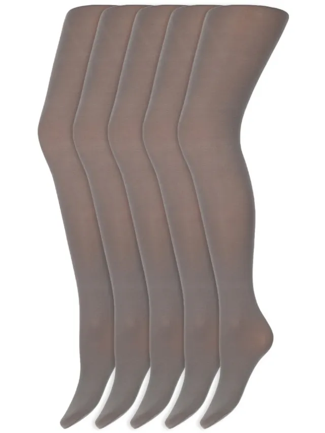 Marianne Gekleurde Panty’S | Micro | 60 Denier | Merk: Marianne | Maat: S T/M Xxl | Kleur: Zilver Grijs | 5 Paar Rood