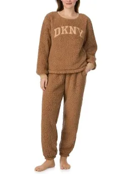 Dkny Chill In Style Top Jogger Set Beige,Bruin,Grijs