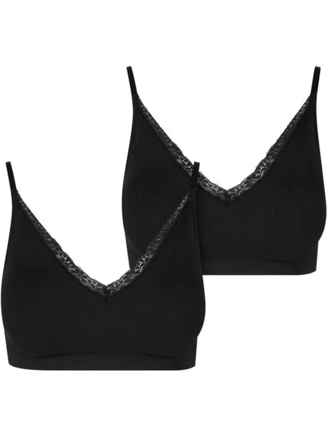 Urban Classics Voorgevormde geribde bh (Set van 2) Dames BH - zwart