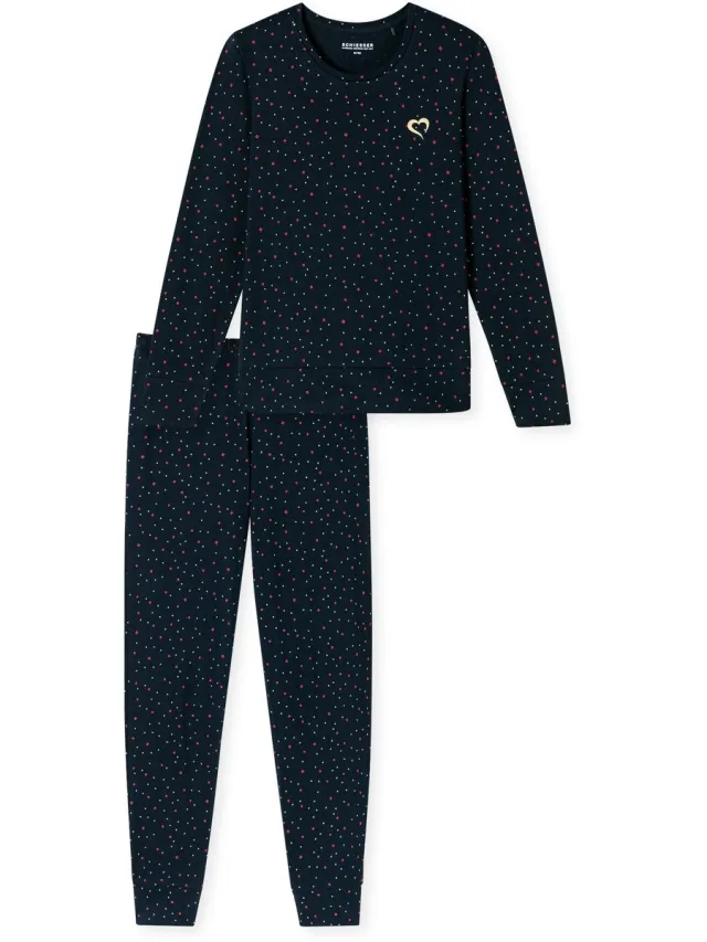 Schiesser Pyjama lang - Dames - Pyjamas middernachtblauw