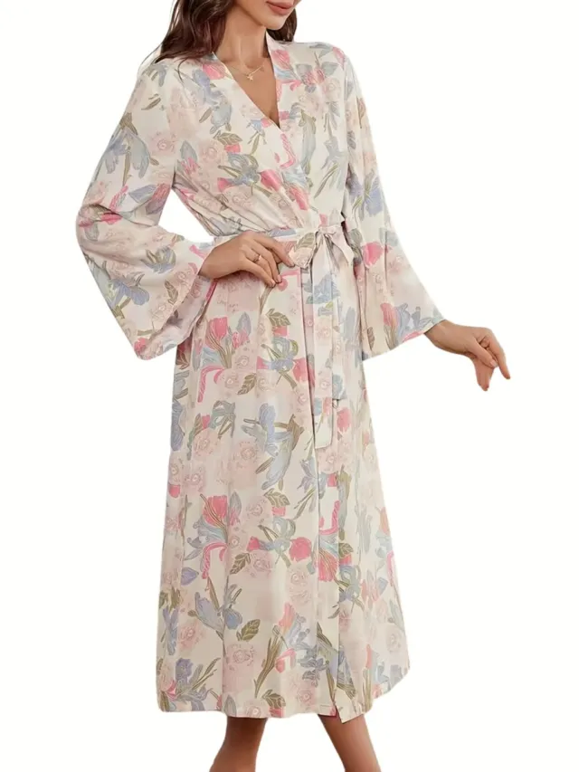 Currero Satijnen Badjas Dames - Kimono - Kamerjas - Satijn - Ochtendjas - Duster - Pyjama - Meerkleurig