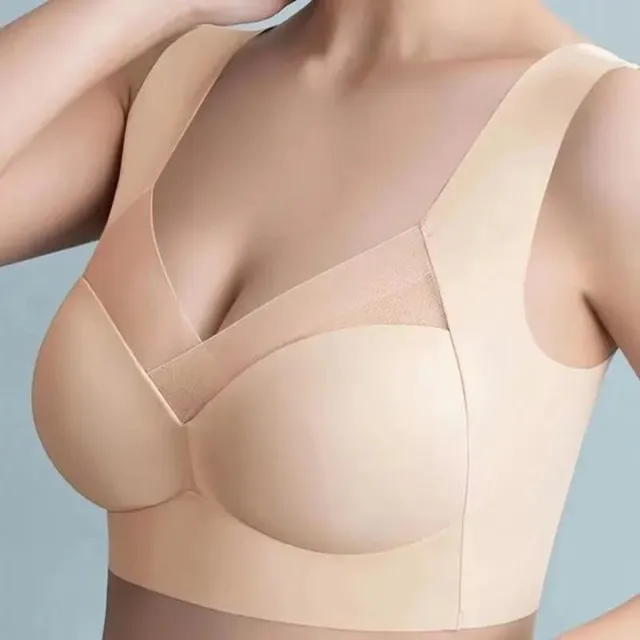 Wow Peach Full Coverage Seamless Bralette - BH - Bustier - Comfy - Ademend - Naadloos - Ondersteuning - Valt kleiner uit - Nude - Maat: Large