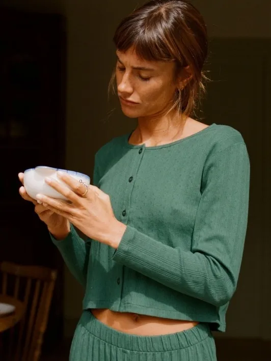 Nénés dames vegan Vest Maud Donkergroen groen, foto 2
