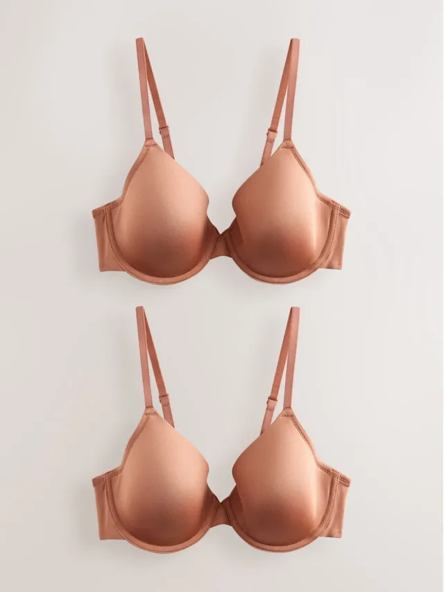 Next Dames - Set van 2 gladmakende Ultimate Comfort beha's met vullingen en hele cups - Huidkleur Caramel Nude