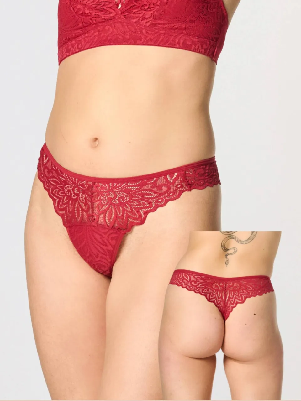 Moodies Undies licht absorberende kanten menstruatiestring rood, foto 5