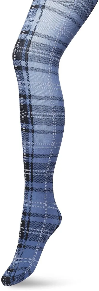 Bonnie Doon Dames Panty met Ruiten 80 Denier Donker Blauw - Ruit Motief - Ruitjes Print - Uitstekende pasvorm - Gladde Naden - London Checks Tights - Heerlijk Comfortabel - Bering Sea - BP211910.131