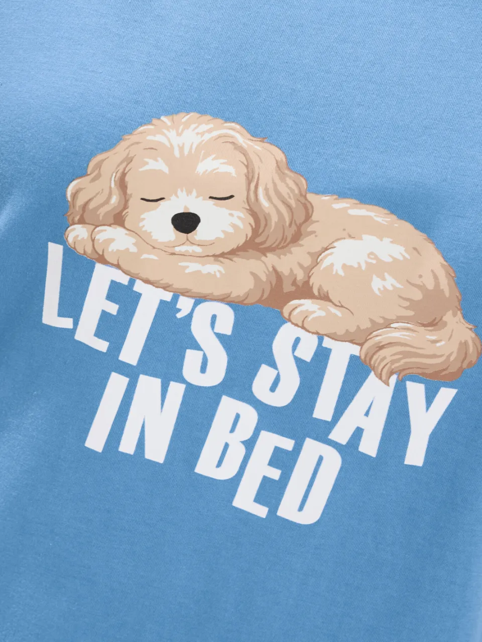 Yours Curve Blauw Nachthemd Met 'Let's Stay In Bed' En Cockapooprint-44, foto 5