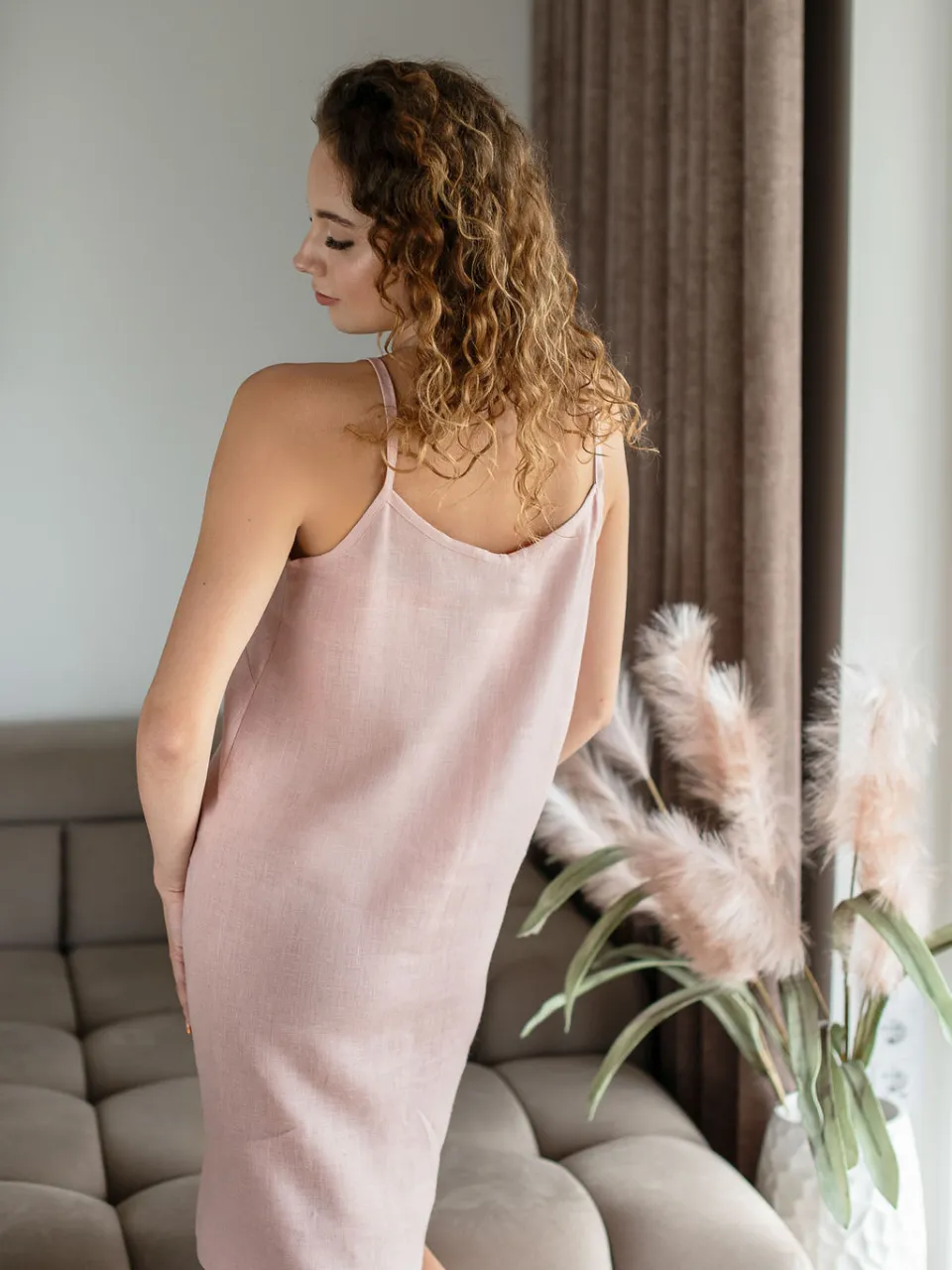 Amber Linen dames vegan Nachtjapon Lisa Oudroze, foto 2