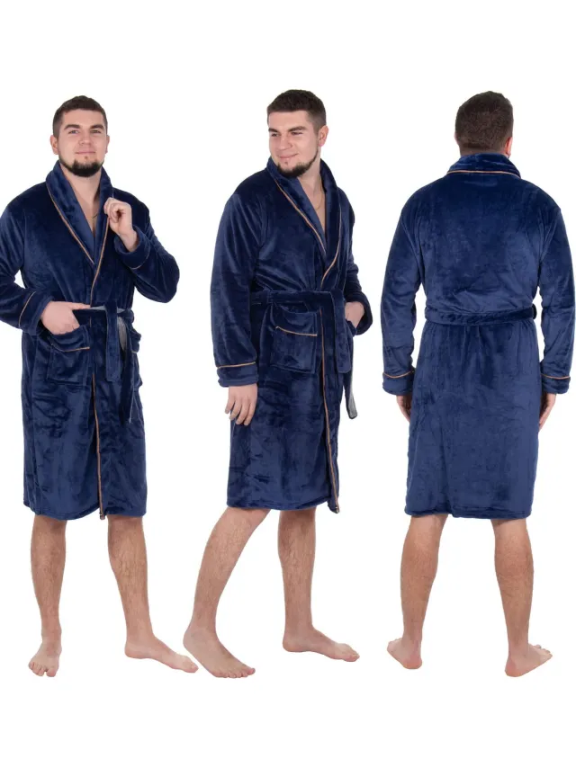 springos Badjas - Fleece - Marineblauw - Riem