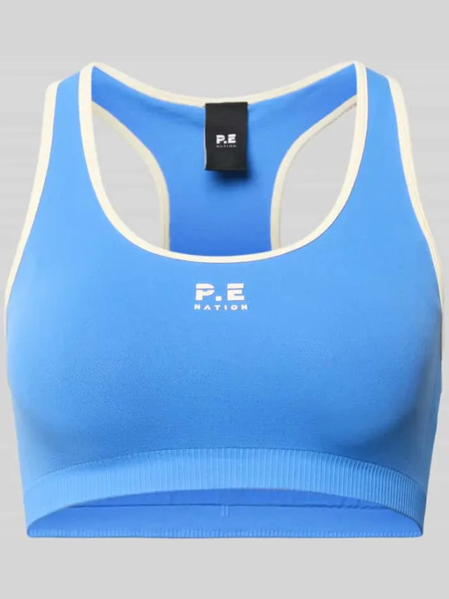 P.E Nation Sport-bh met logoprint en low support Koningsblauw