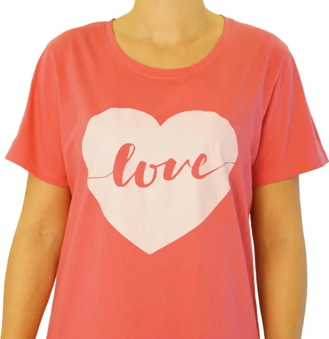 Gino Santi Bigshirt, Slaap T-shirt print Love Roze