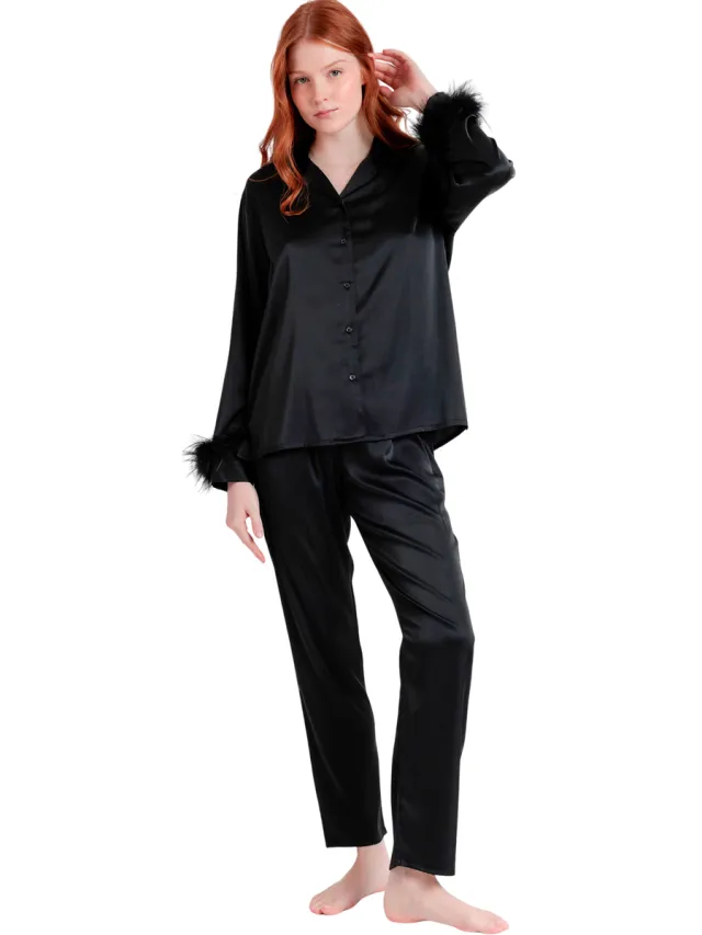 Admas Setjes Admas Pyjama broek shirt Marabu Christmas Zwart