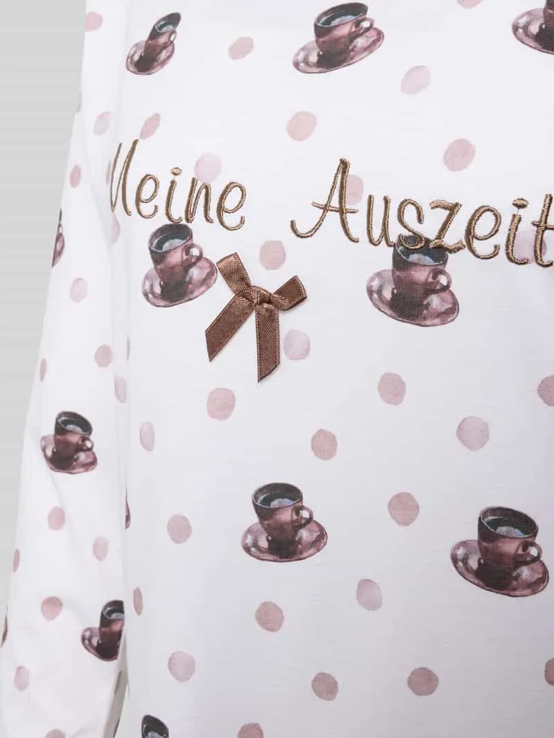 LOUIS & LOUISA Nachtjapon van puur katoen model 'Meine Auszeit' wit, foto 3