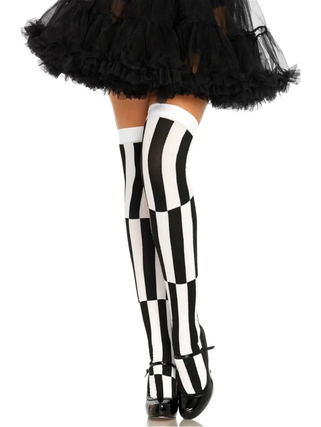 Leg Avenue Woven illusion thigh high ["Zwart"]
