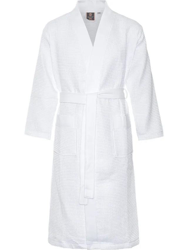 Badrock Wafel badjas voor sauna wit 3XL - witte unisex badjassen - biologisch katoen - wafel badjas wit - kimono - wafel badjas dames - wafel badjas heren - Oeko-Tex