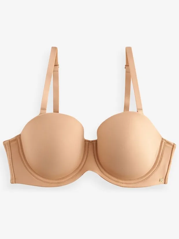 Next Dames - Comfortabele DD+ beha met lichte vulling, zonder schouderbandjes en multiway voor ultiem comfort - Naturel Praline Nude