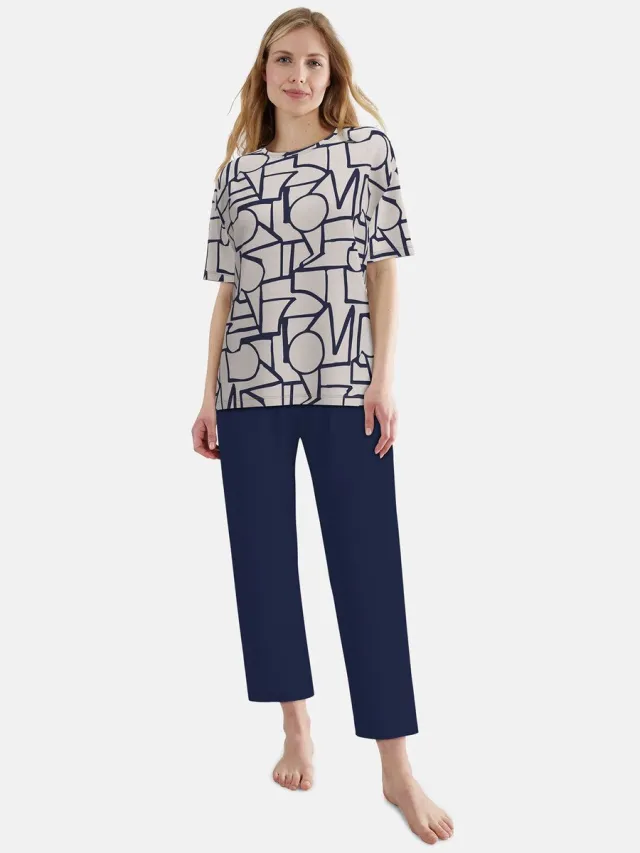 Tom Tailor Zomerse dames pyjama van Tom Tailor - Beige - Maat - 46