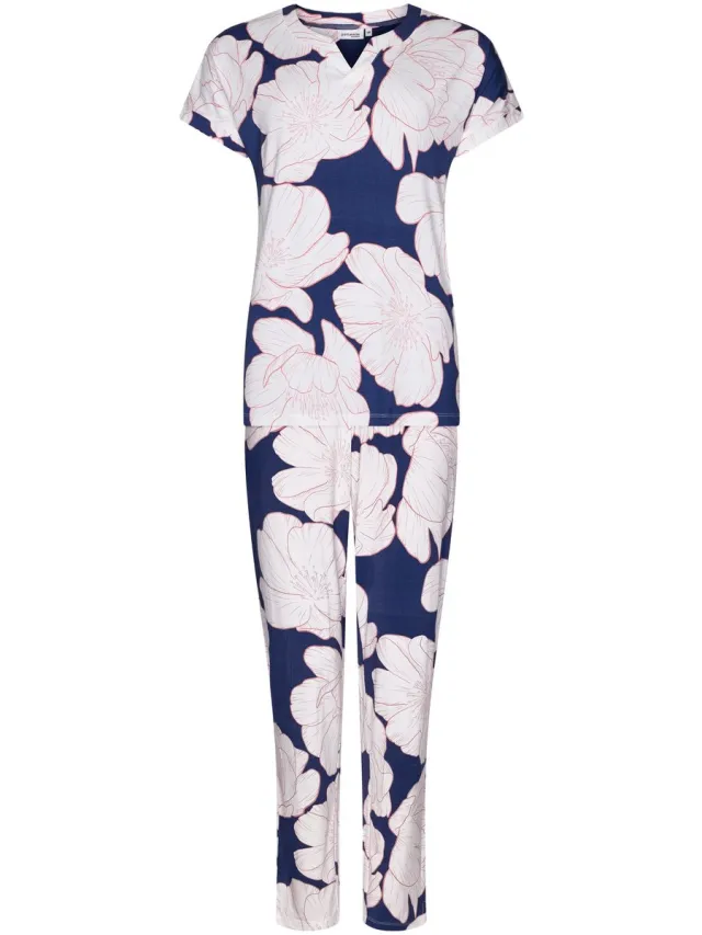 Pastunette Premium Pyjama Wispering Petals - Blauw - Gebloemd - Viscose