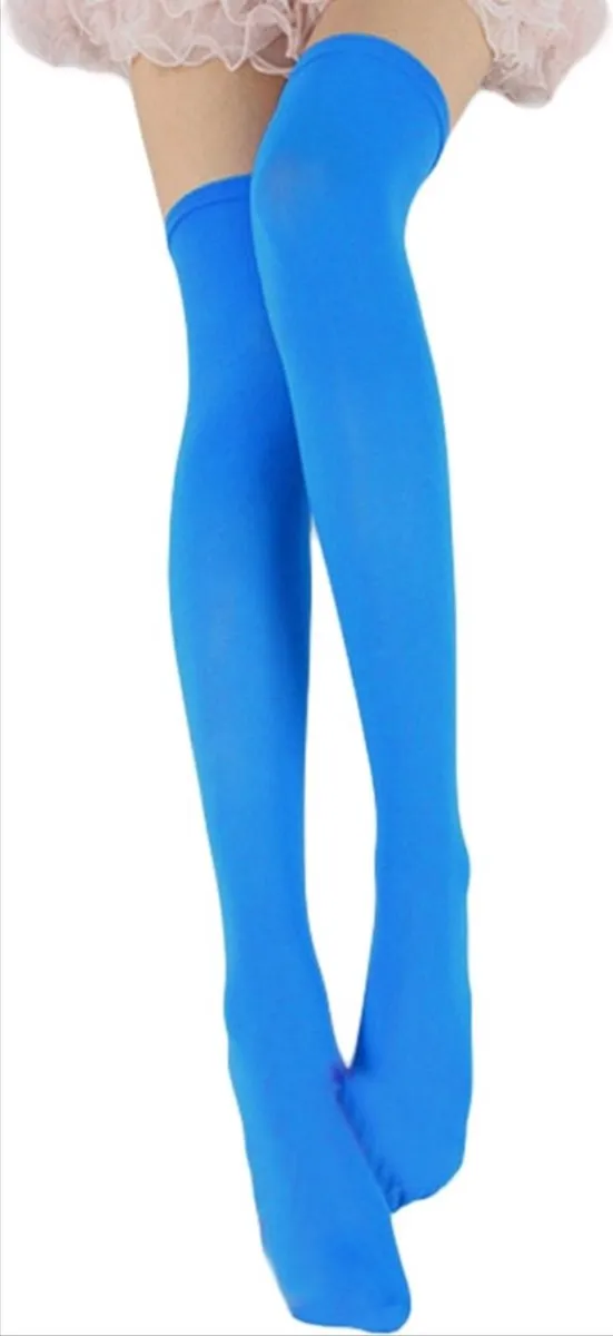 CHPN Overknee sokken - Overknie - Hoger sokken - Blauw - Overknee Socks - Hoge Kousen - Kniekousen - Lange Kousen - 54CM (hak-knie)