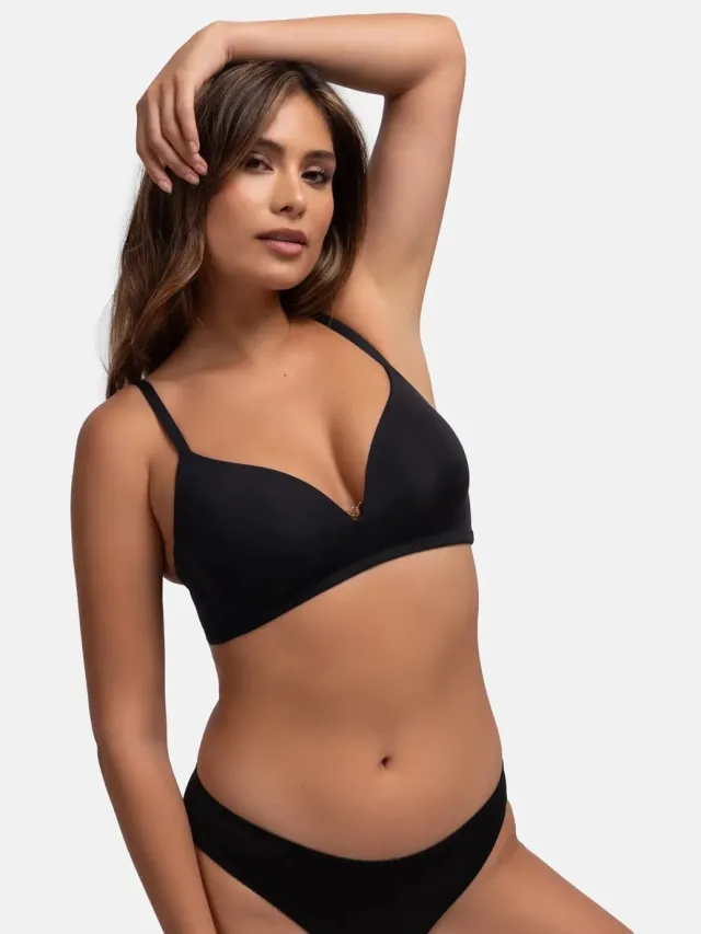 Dorina Bh zonder beugel voorgevormd - Fili - T-shirt bh die niet doorschijnt - Soft Bh - 80A - Zwart
