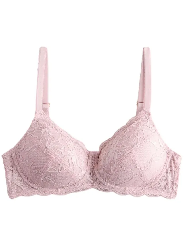 Next Dames - Beha met volledige ondersteuning, vulling, kant en zonder beugel - Roze Light Pink