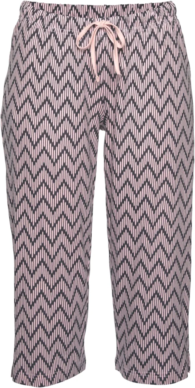 Capri-pyjama donkerblauw/lichtroze gedessineerd