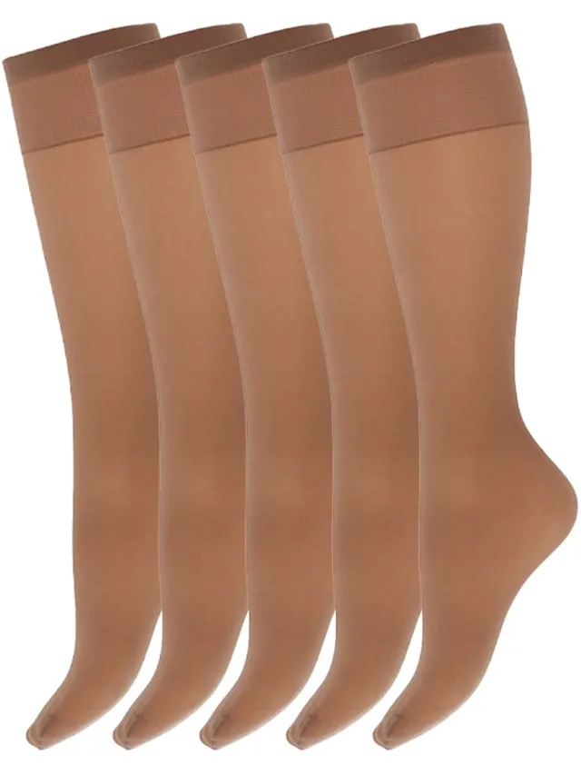 Marianne Zijdeglans pantykousen | 15 Denier | Merk: Marianne | Maat: One Size | Kleur: Muscat | 5 Paar Bruin