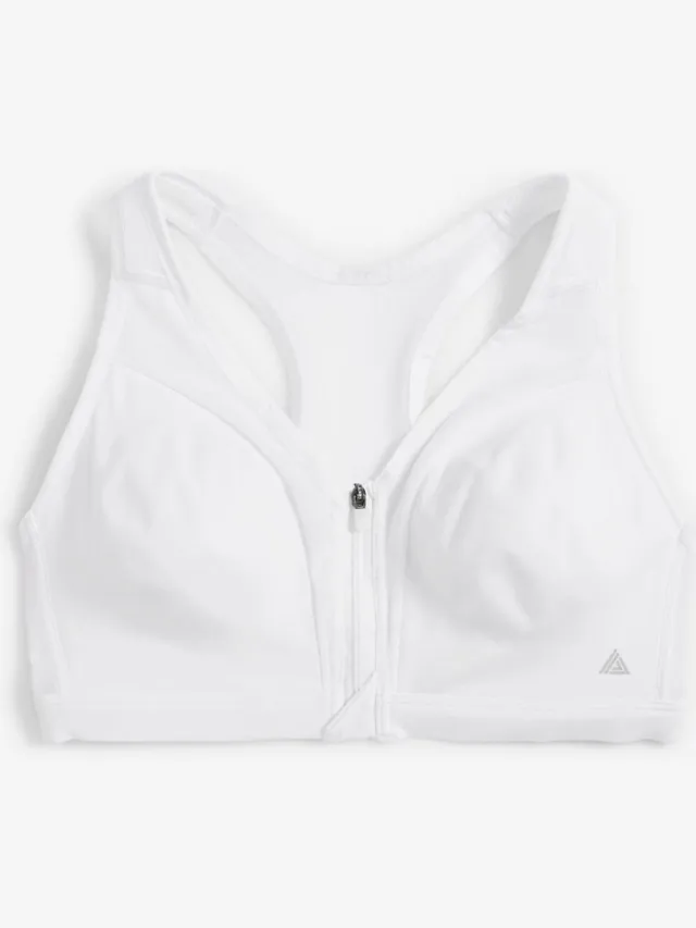 Next Dames - Active high-impact Dry Tech B-GG sportbeha met rits aan de voorkant - Wit White
