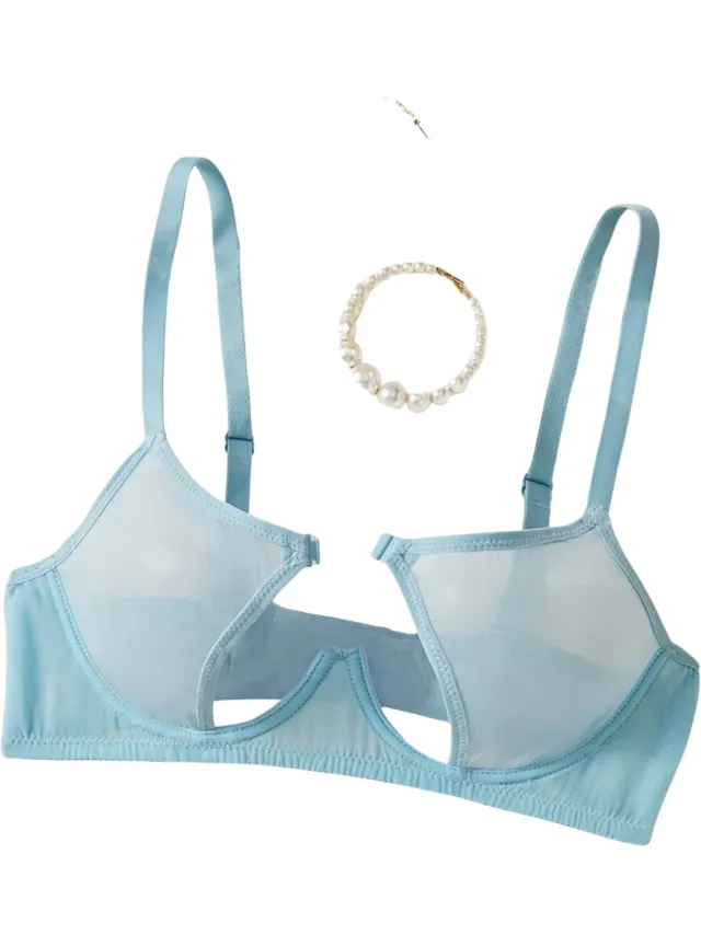 Currero BH Zonder Beugel - Strapless - Zonder Bandjes - Met Voorsluiting - Push-up Bh's - Comfort Beha - Comfortabel - Grote Sluiting - Blauw - Cupmaat