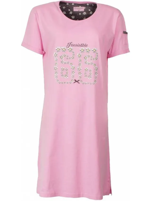 Irresistible Dames Nachthemd - Katoen - Ronde Hals - Roze