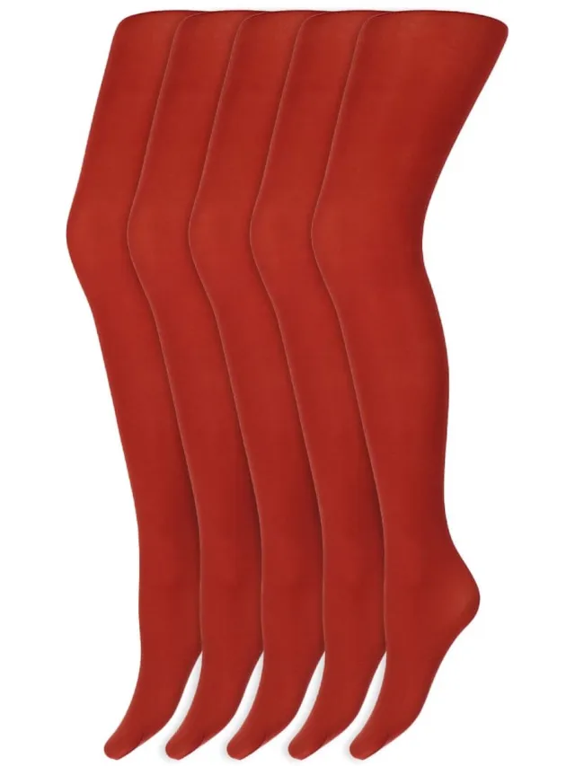 Marianne Gekleurde panty’s | Micro | 60 Denier | Merk: Marianne | Maat: S t/m XXL | Kleur: Hazelnoot | 5 Paar Rood