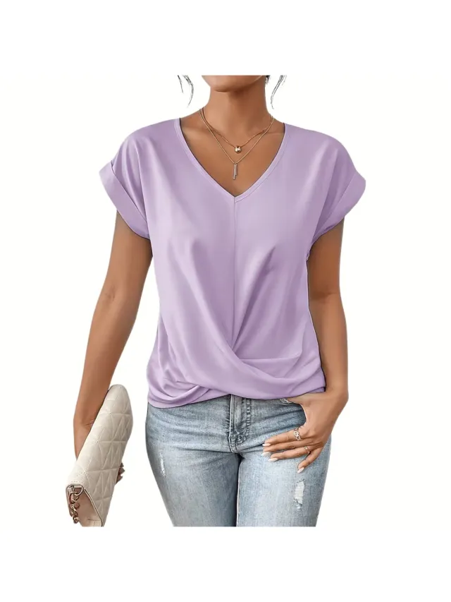 Currero Topje Dames - Top Kleding - Shirt - Blouse - Kort - Volwassen - Paars