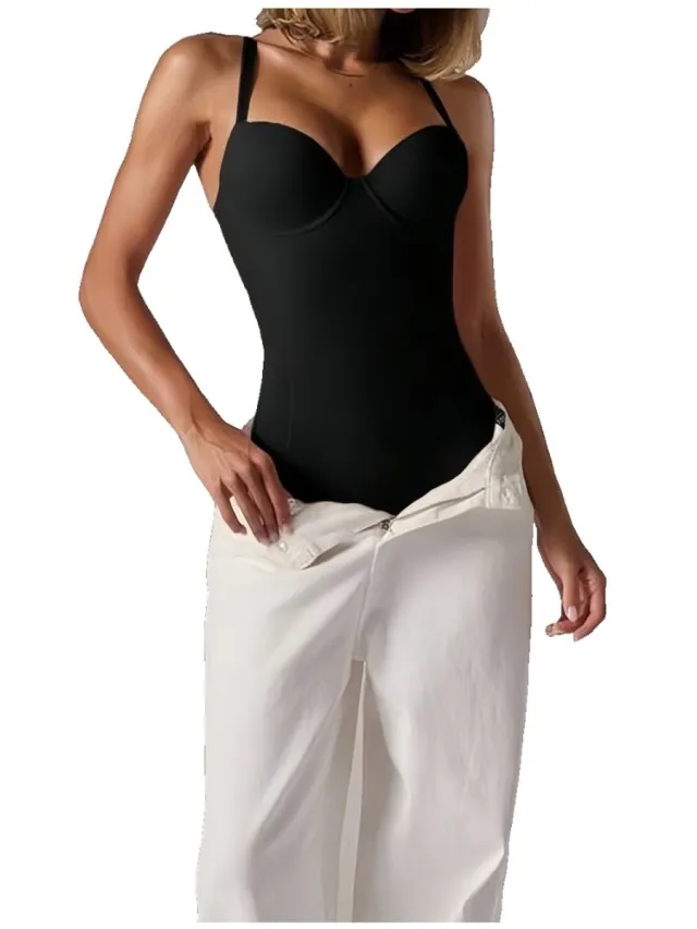 Currero Bodysuit Dames - Shapewear - Bodystocking - Corrigerende Body - Ingebouwde BH - Vormgevend & Afslankend Effect - Zwart