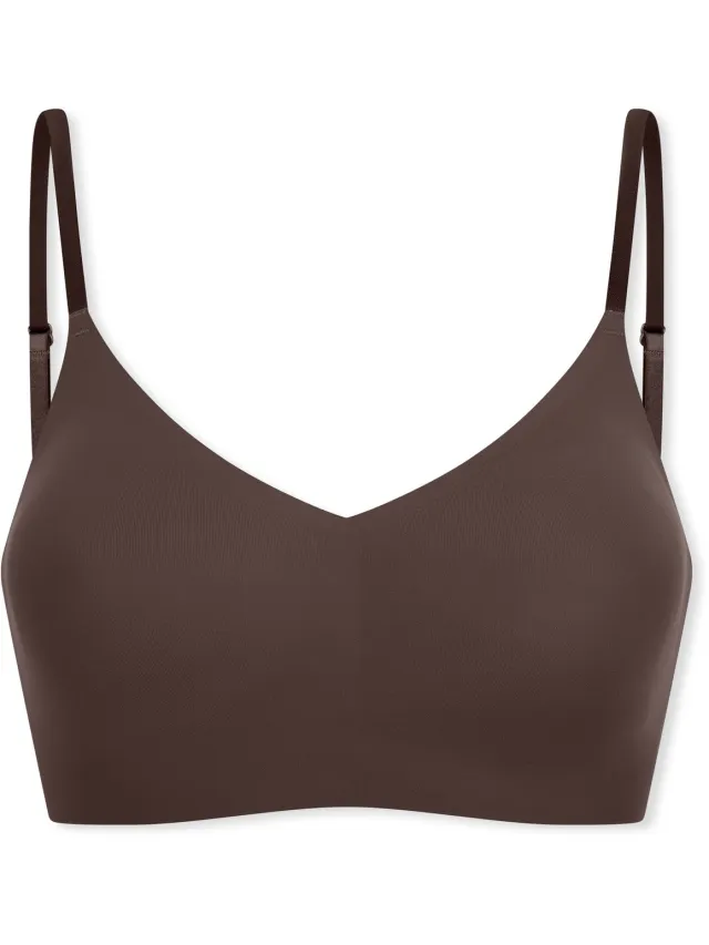 Schiesser dames Invisible Soft bustier van microvezel met uitneembare pads (1-pack) - bralette - deep brown Bruin